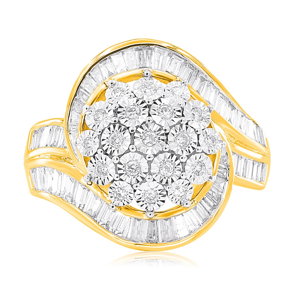 1 Carat Diamond Swirl Ring in 9ct Yellow Gold – Shiels Jewellers