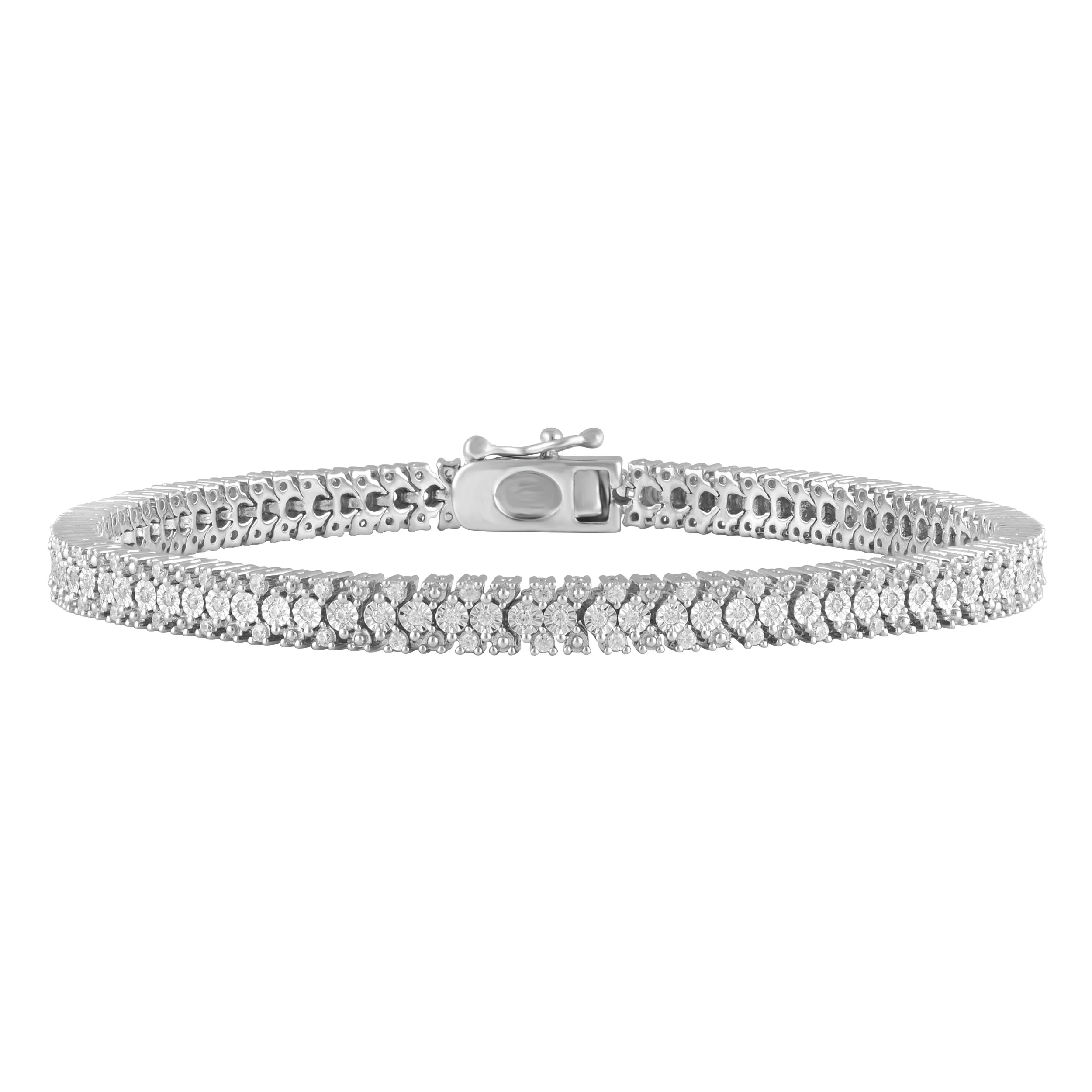 1 Carat Diamond Tennis Bracelet with 167 Diamonds 18cm in Sterling Sil – Shiels Jewellers