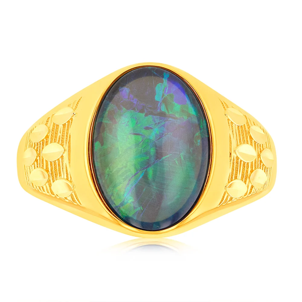 10X8mm Oval Shaped Opal Ring in 9ct Yellow Gold – Shiels Jewellers