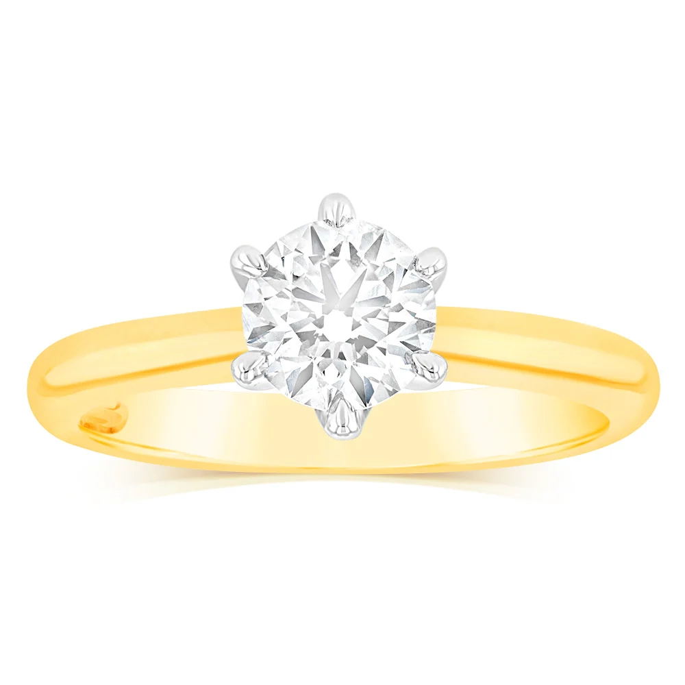 18ct 0.70 Carat Diamond Solitaire Ring with 6 Claw Knife Edge Setting – Shiels Jewellers