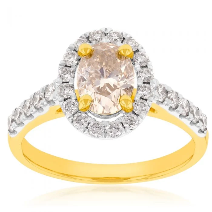 18ct Yellow Gold 1.50 Carat Diamond Ring With 1 Carat Oval Australian  – Shiels Jewellers