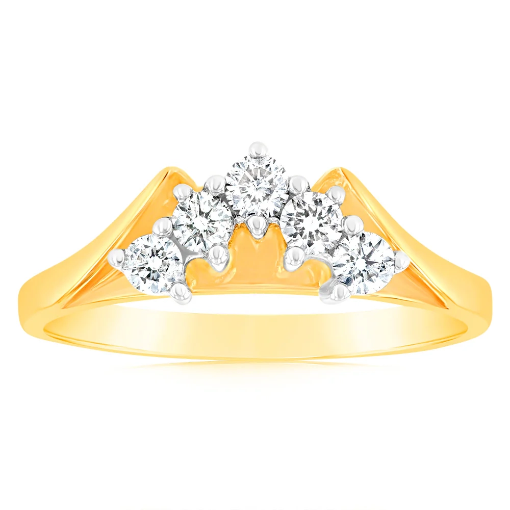 18ct Yellow Gold Ring With 5 Brilliant Cut Diamonds Totalling 0.25 Car – Shiels Jewellers