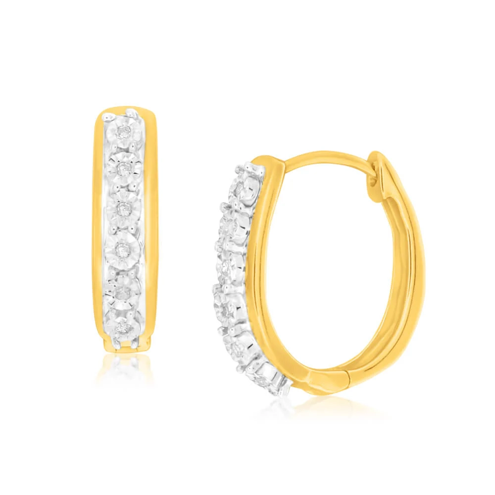 9ct Charming Yellow Gold Diamond Hoop Earrings – Shiels Jewellers