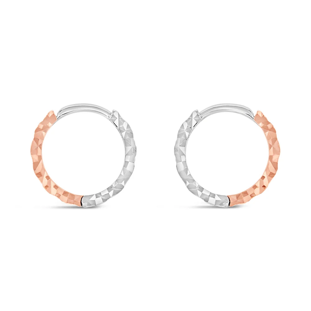 9ct Rose And White Gold Two Toned Patterned Hoop Earrings – Shiels Jewellers