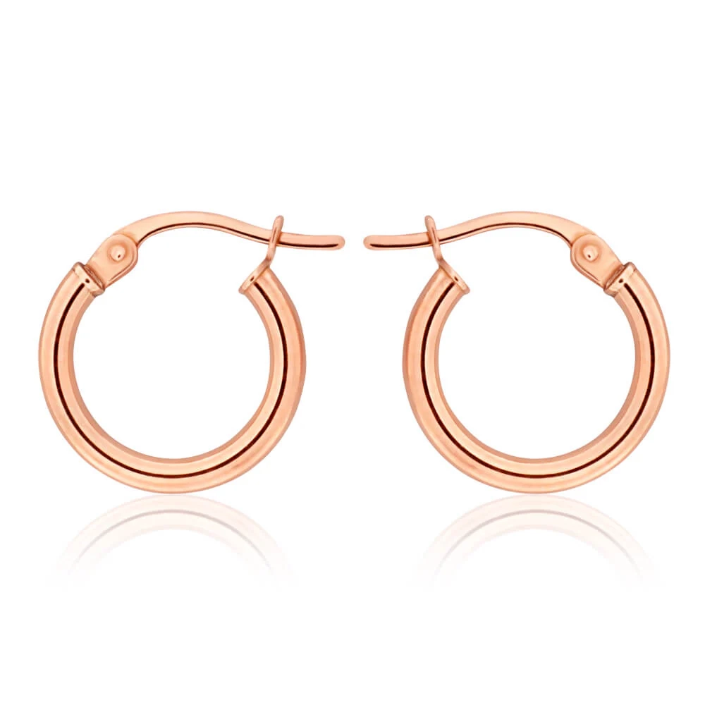 9ct Rose Gold Plain 10mm Hoop Earrings European made – Shiels Jewellers