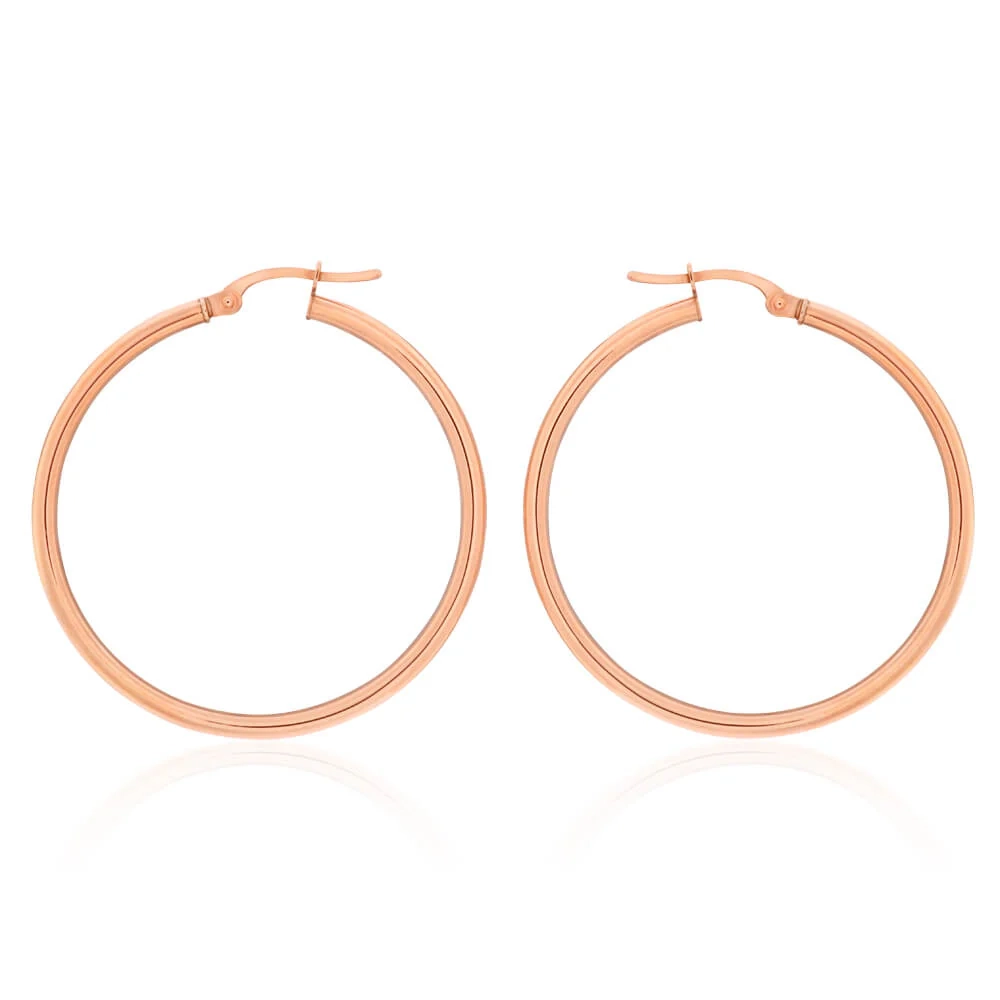 9ct Rose Gold Plain 30mm Hoop Earrings European made – Shiels Jewellers