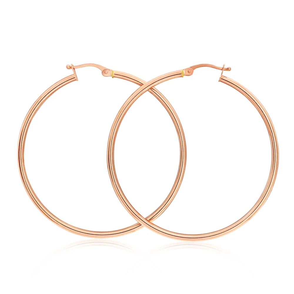 9ct Rose Gold Plain 40mm Hoop Earrings European made – Shiels Jewellers