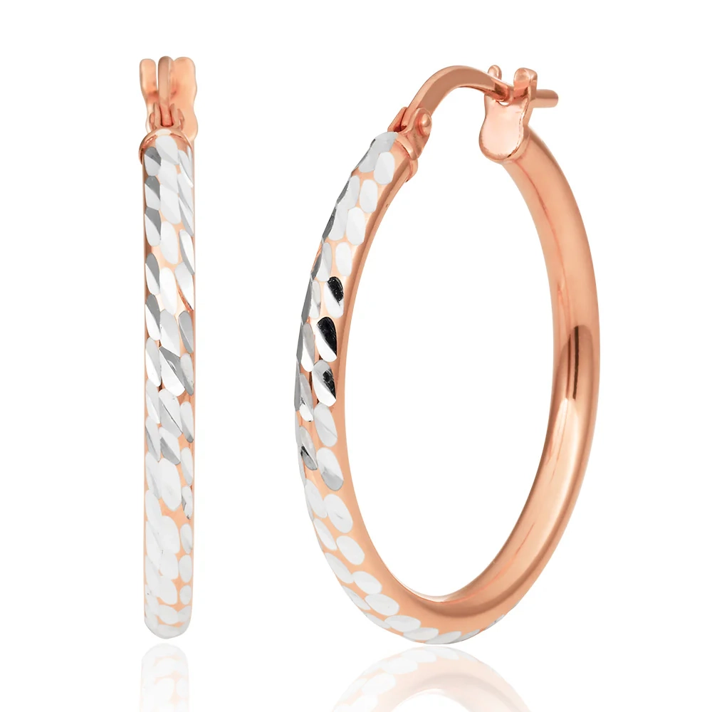 9ct Rose Gold Silver Filled 20mm Fancy Hoop Earrings – Shiels Jewellers