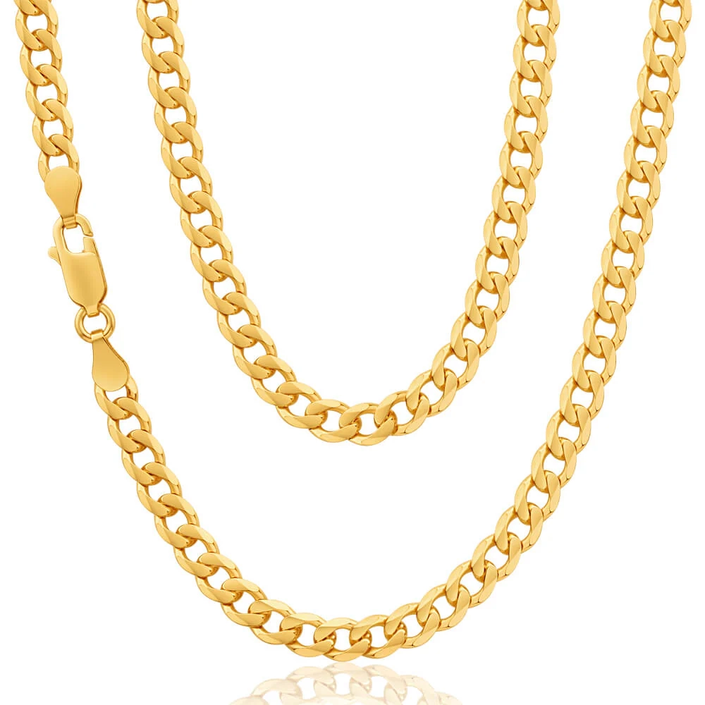 9ct Solid Yellow Gold 55cm 120 Gauge Curb Chain – Shiels Jewellers