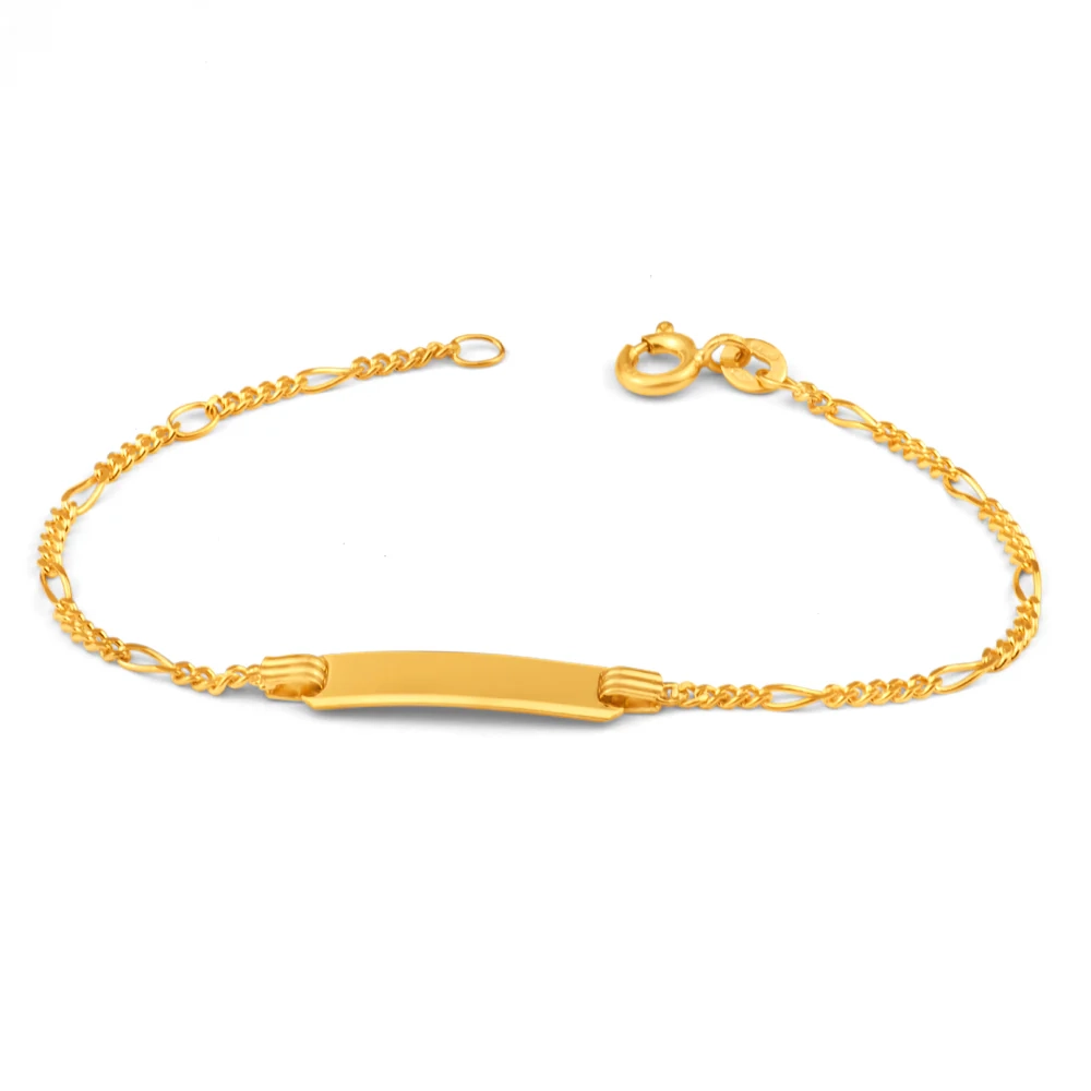 9ct Solid Yellow Gold Figaro 5:1 link with ID 16cm Bracelet – Shiels Jewellers