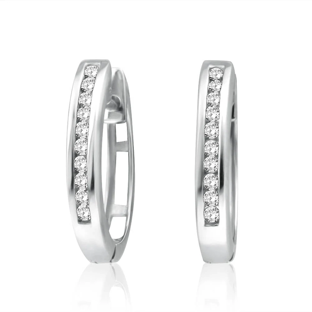 9ct White Gold 1/5 Carat Diamond Hoop Earrings – Shiels Jewellers