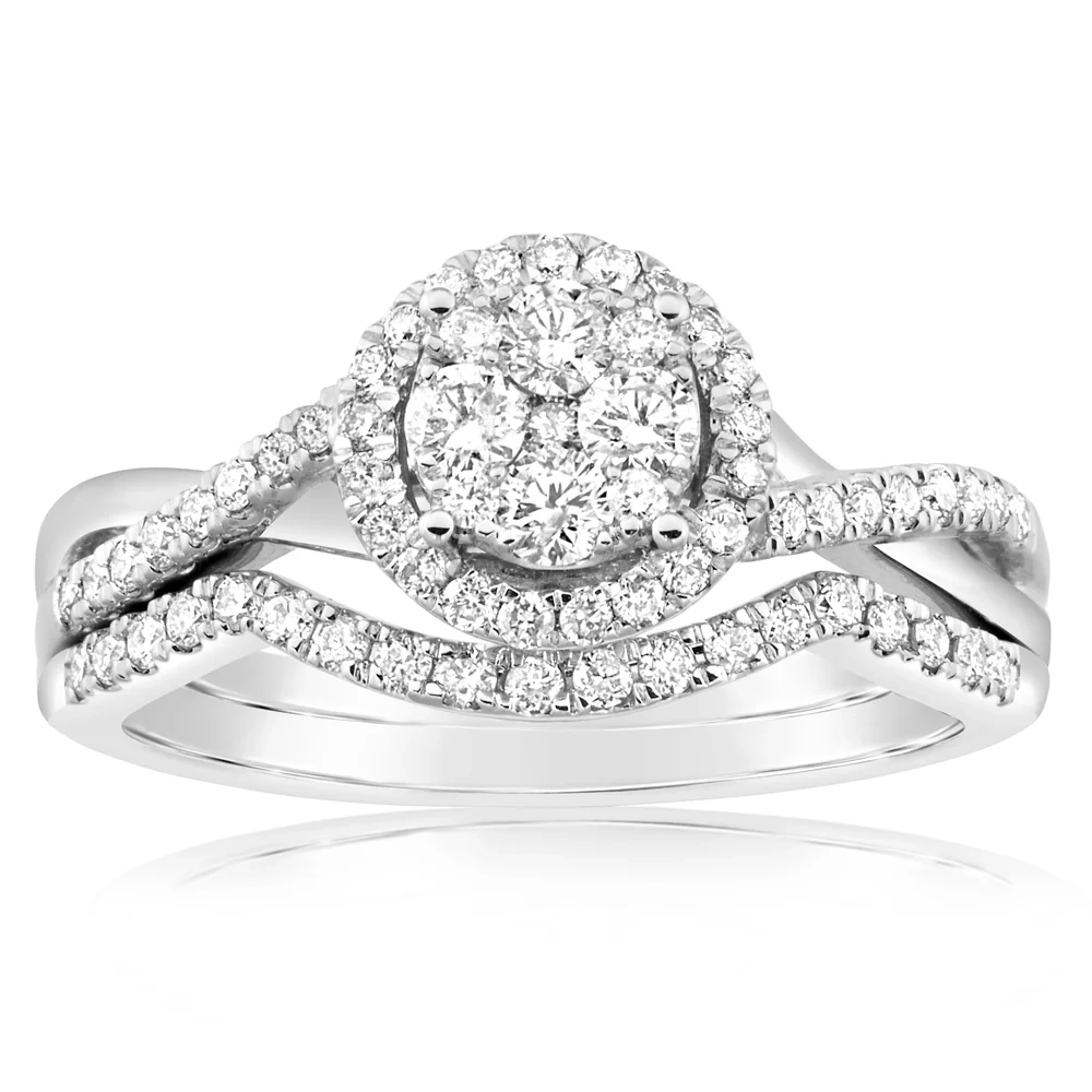 9ct White Gold 2 Ring Bridal Set With 5/8 Carats Of Diamonds – Shiels Jewellers