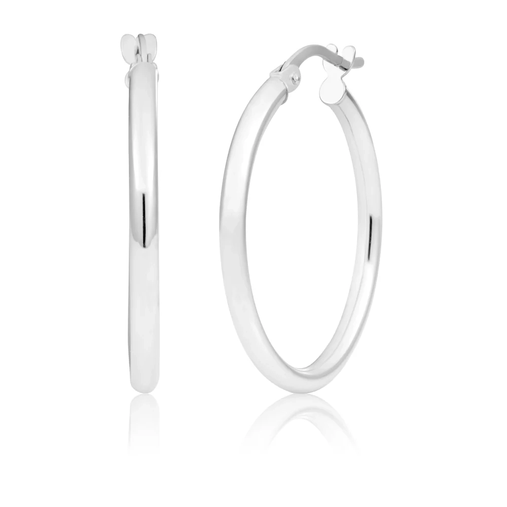 9ct White Gold Plain 20mm Hoops – Shiels Jewellers