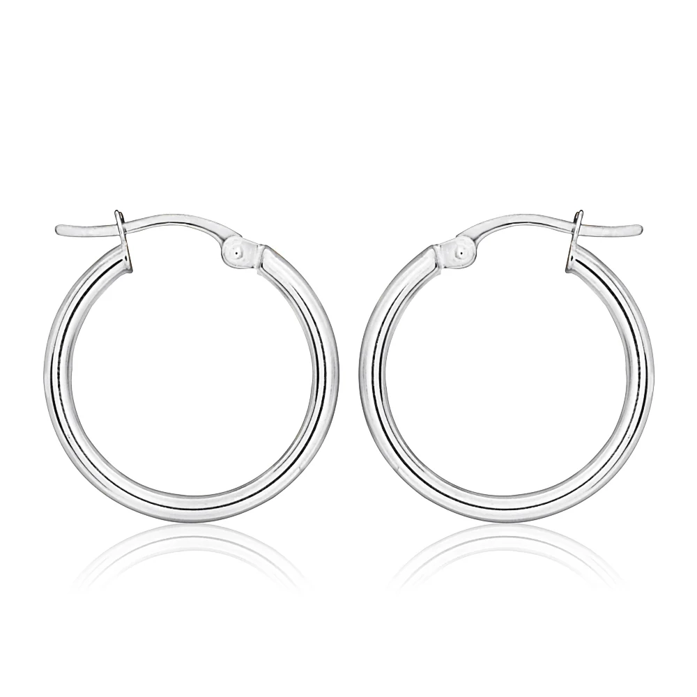 9ct White Gold Plain 30mm Hoops – Shiels Jewellers