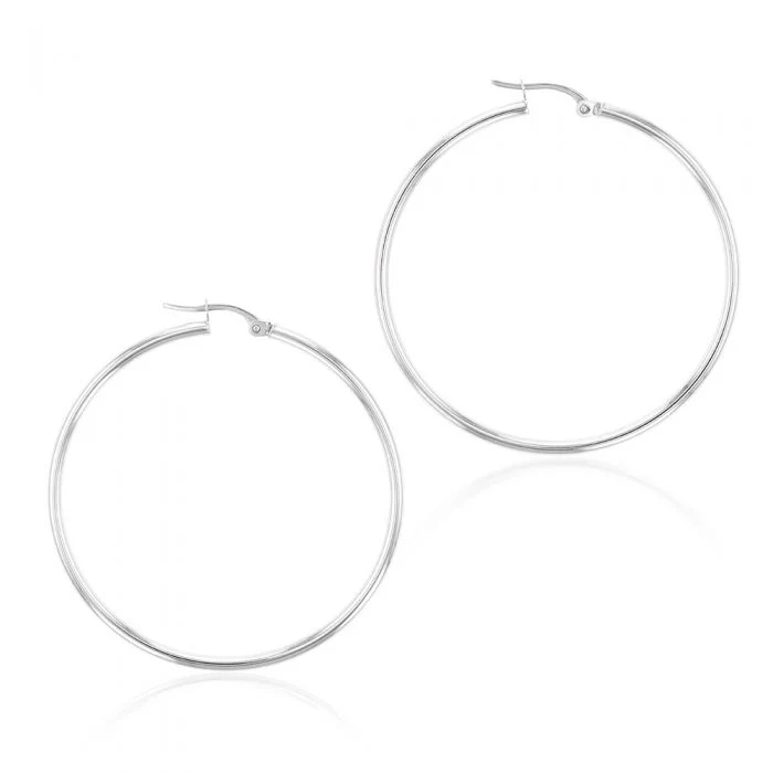 9ct White Gold Plain 40mm Hoops – Shiels Jewellers