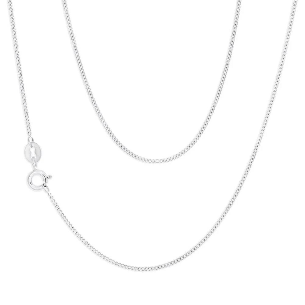 9ct White Gold Silver Filled 50cm Curb Chain – Shiels Jewellers