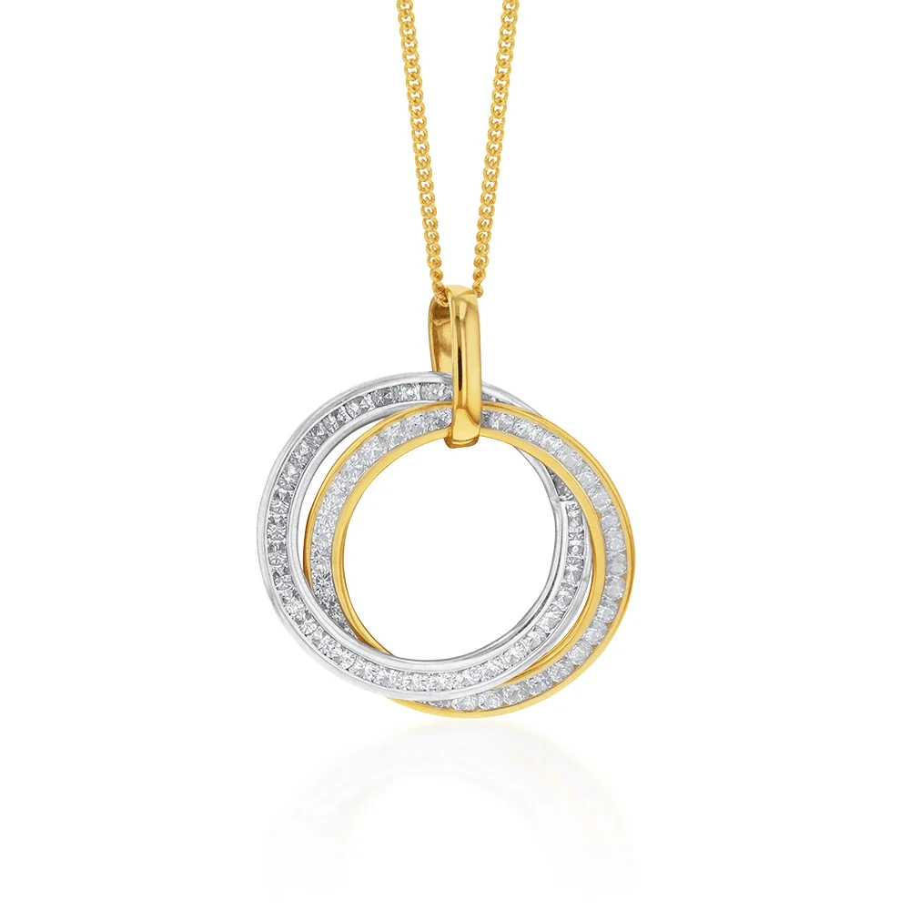 9ct Yellow And White Gold Silverfilled Cubic Zirconia On Twin Circle P – Shiels Jewellers