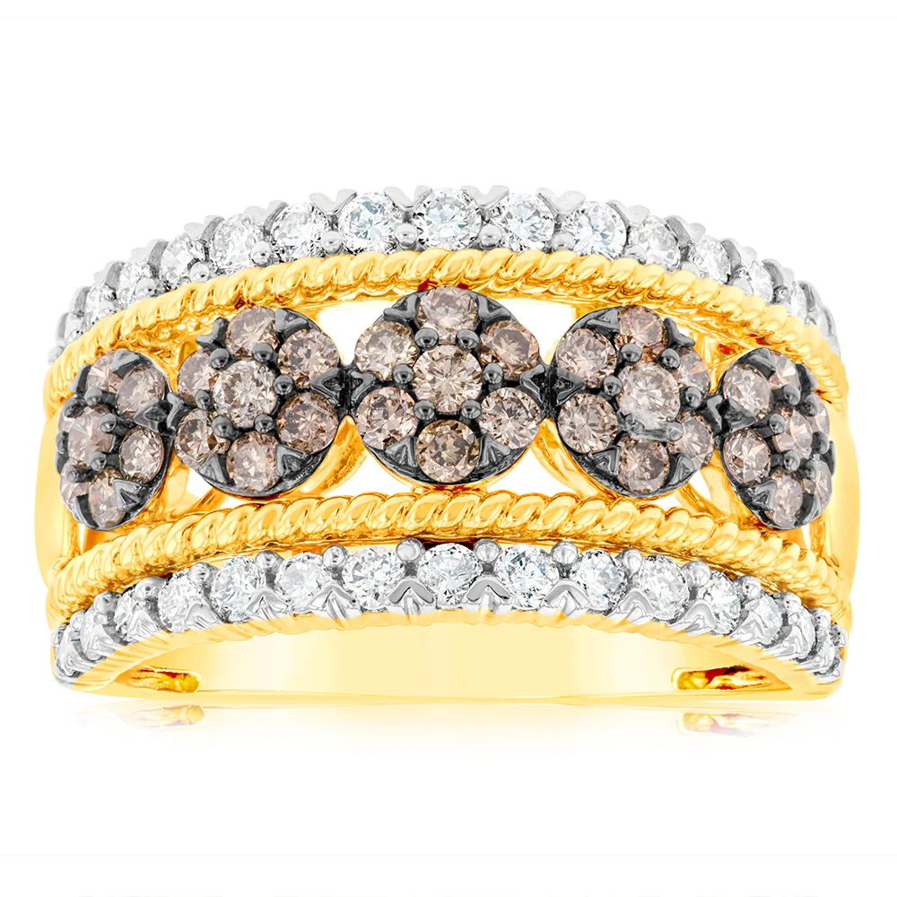 9ct Yellow Gold 1 Carat Diamond Dress Ring with 65 Australian Diamonds – Shiels Jewellers