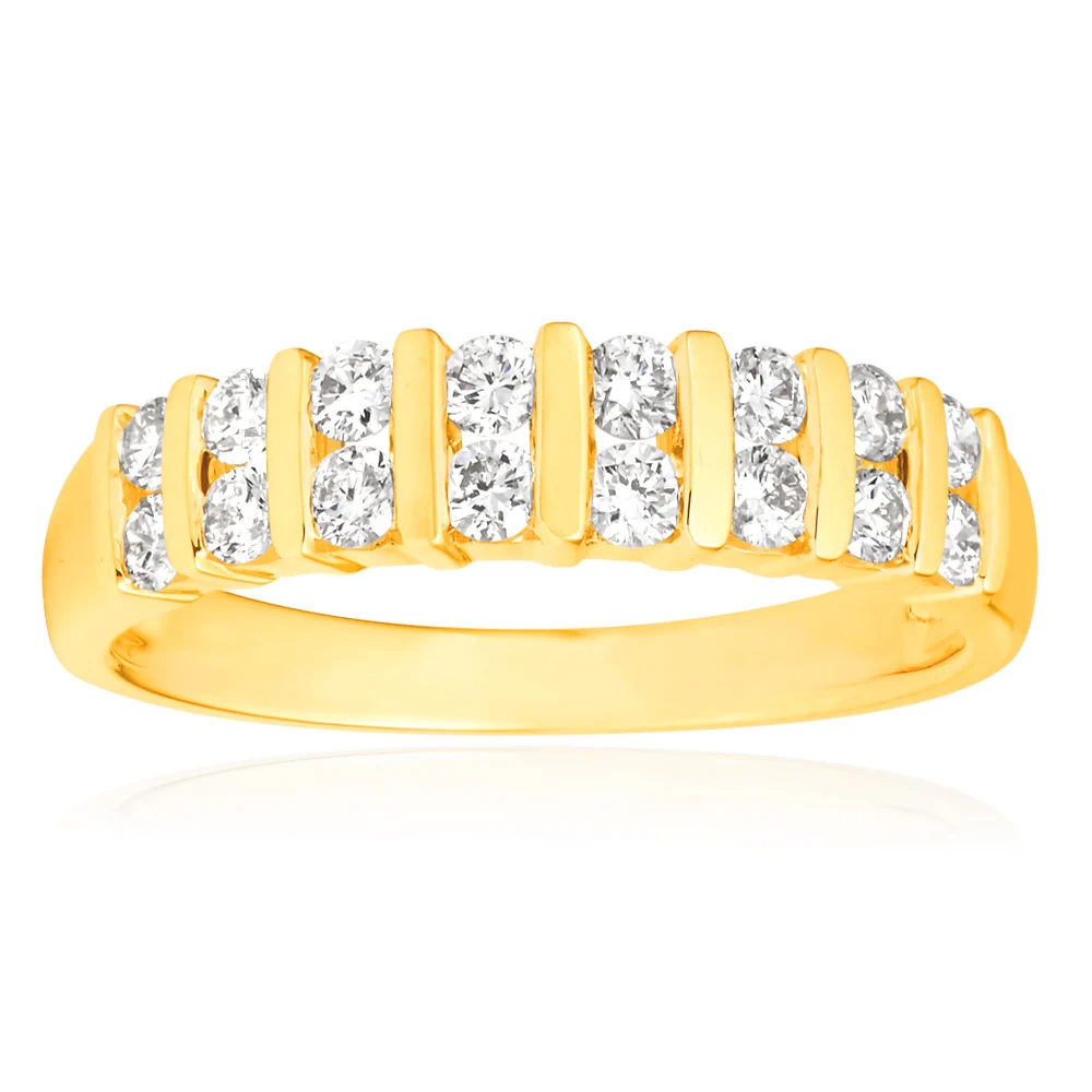 9ct Yellow Gold 1/2 Carat Double Row Channel Set Diamond Ring – Shiels Jewellers