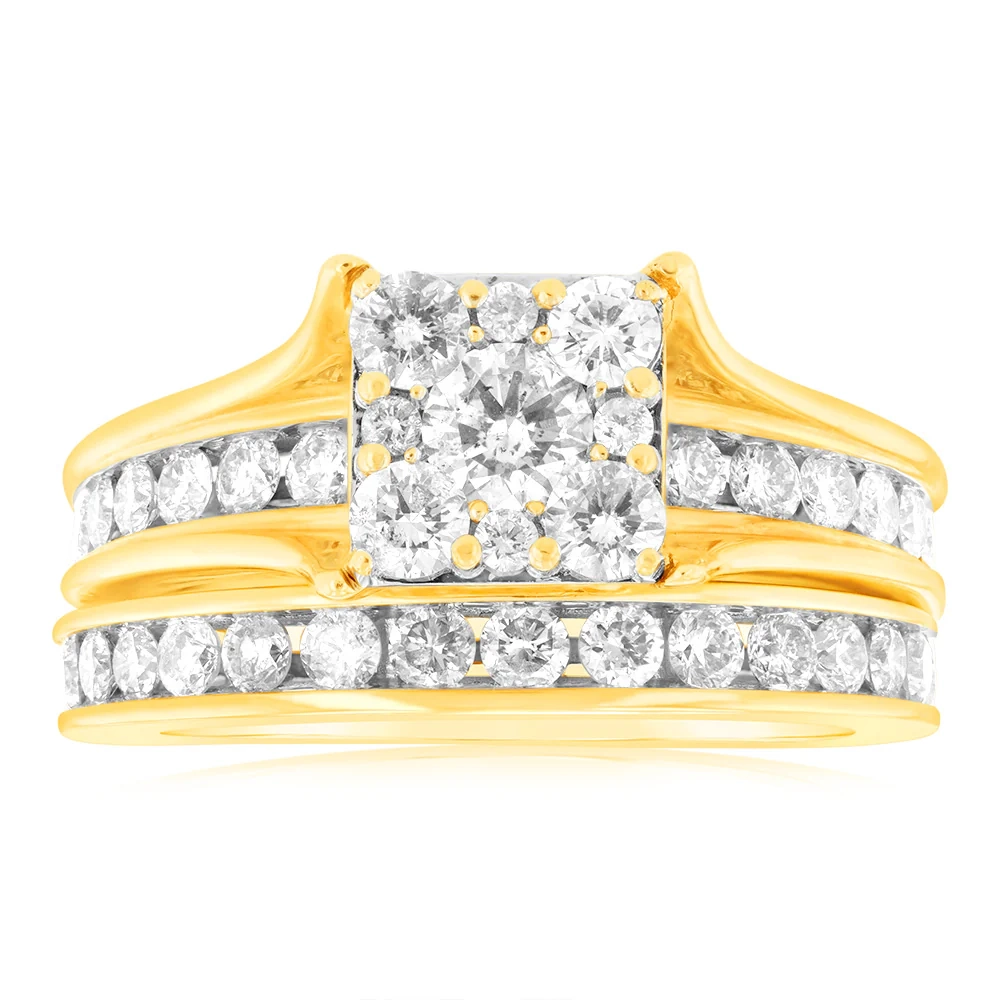 9ct Yellow Gold 1.5 Carat Diamond 2 Ring Bridal Set – Shiels Jewellers