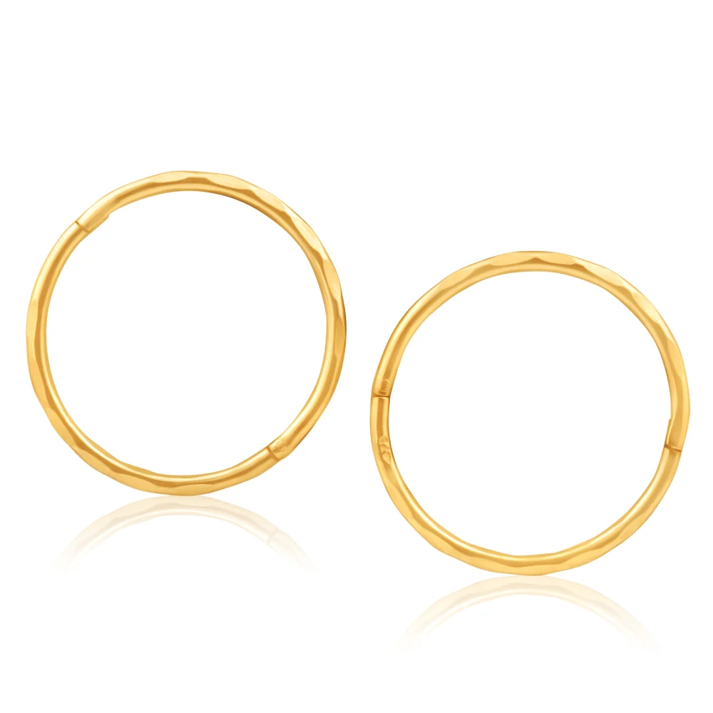 9ct Yellow Gold 16mm Faceted Sleepers Earrings – Shiels Jewellers