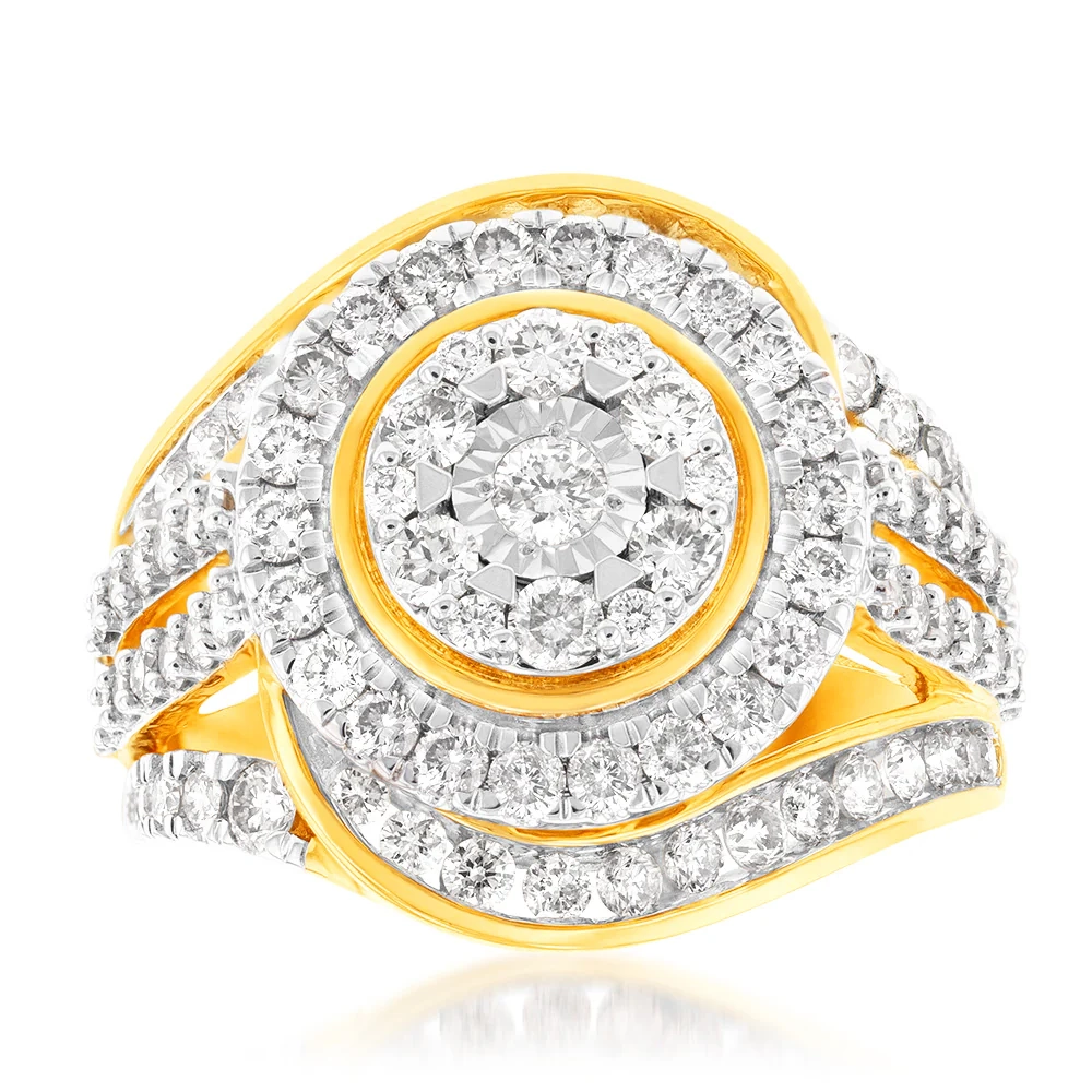 9ct Yellow Gold 2 Carat Diamond Ring with Brilliant Cut Diamonds – Shiels Jewellers