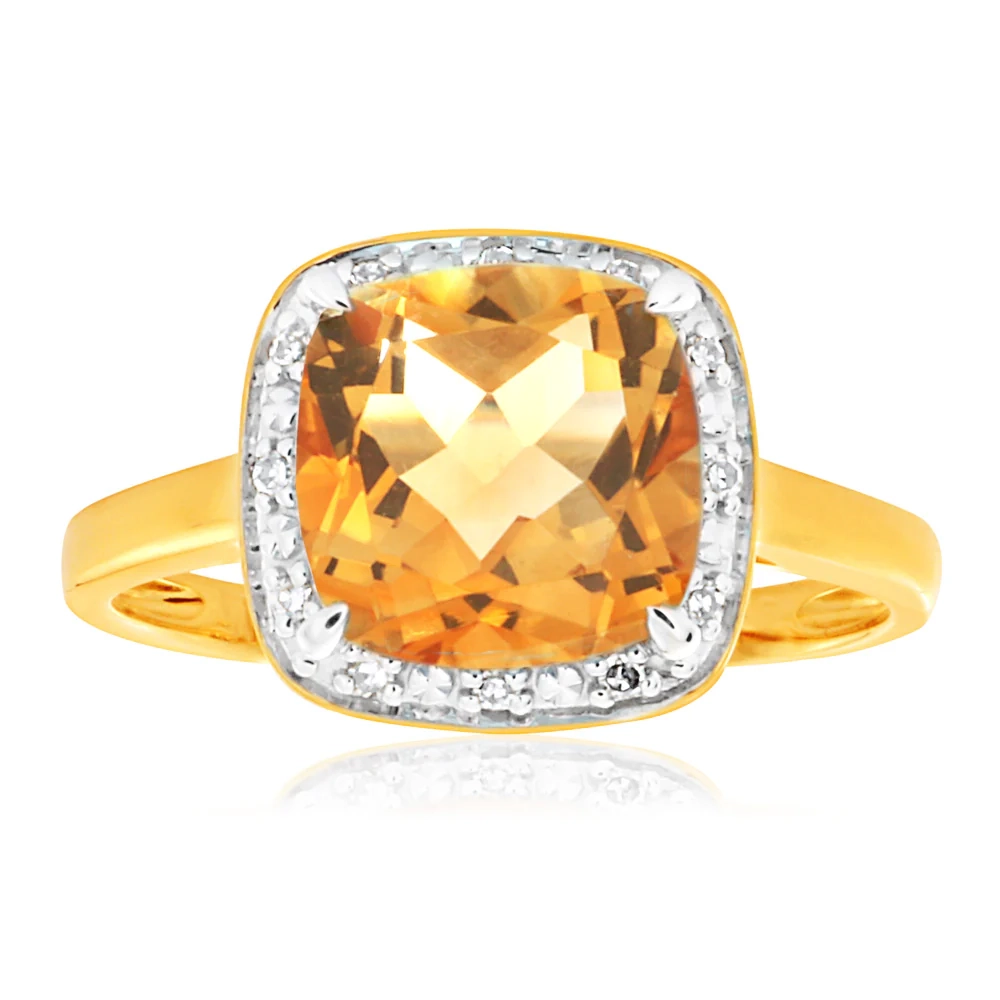 9ct Yellow Gold 2.00 Carat Citrine and Diamond Ring – Shiels Jewellers