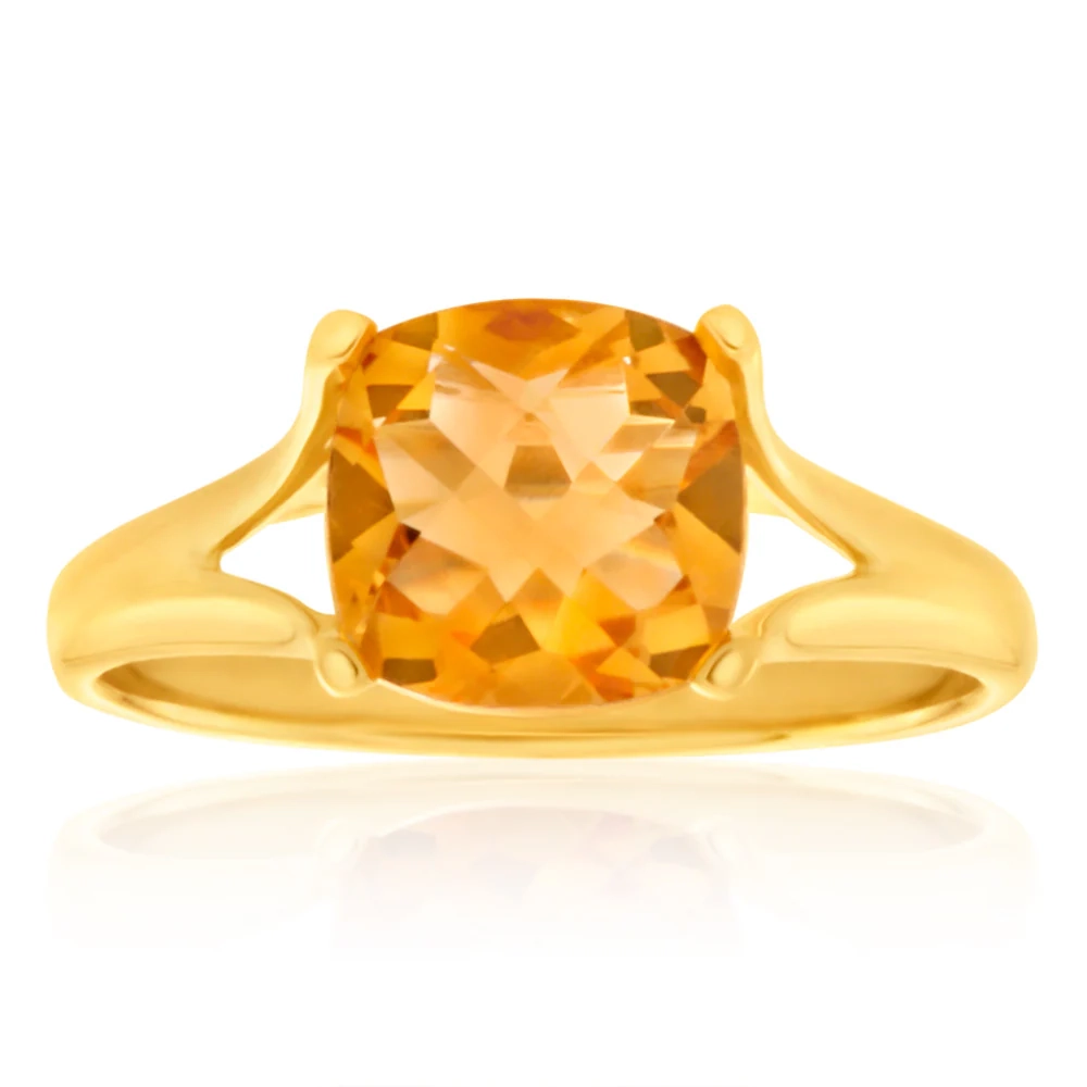 9ct Yellow Gold 2.00 Carat Cushion Cut Citrine Ring – Shiels Jewellers