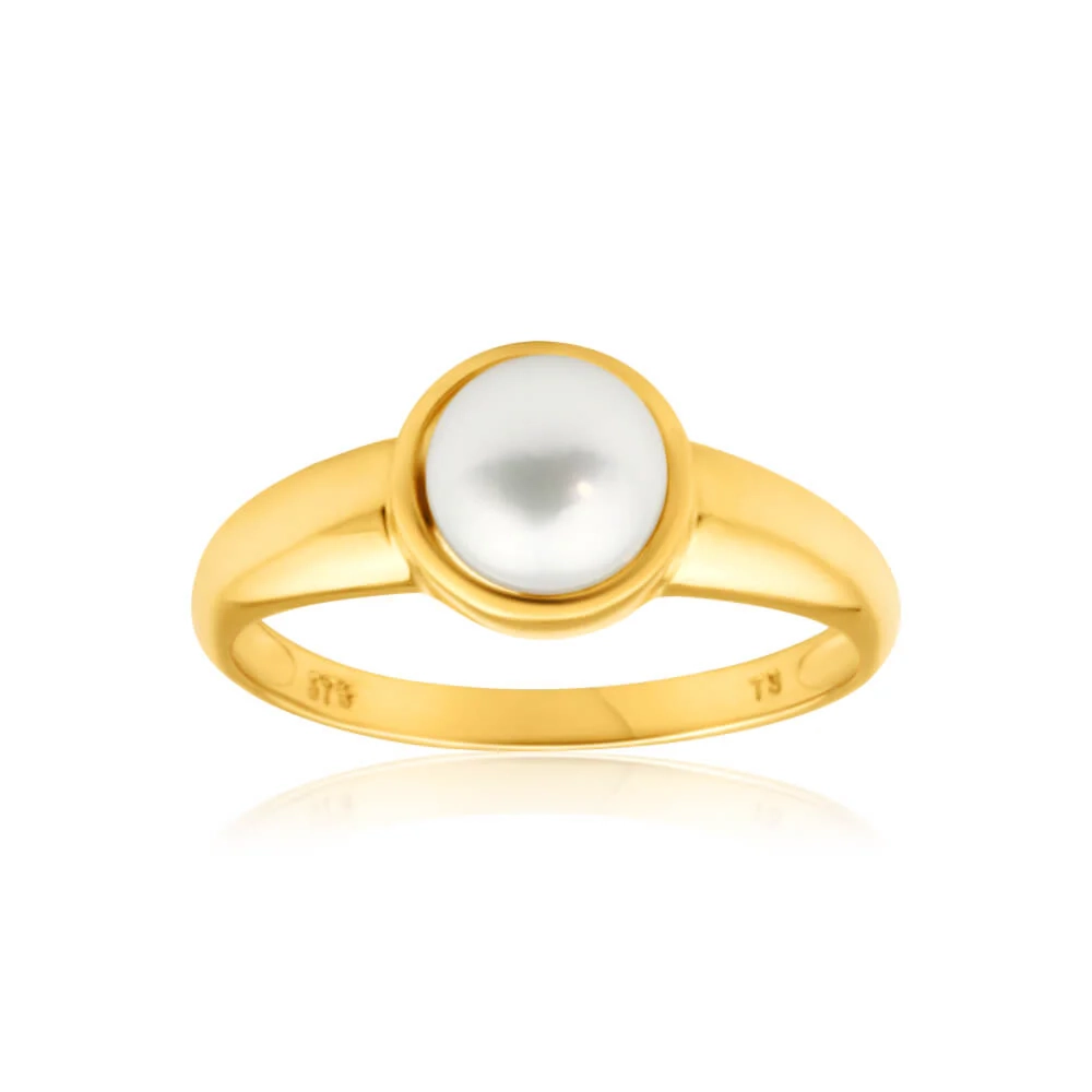 9ct Yellow Gold 6.5mm Cultured Pearl Ring – Shiels Jewellers