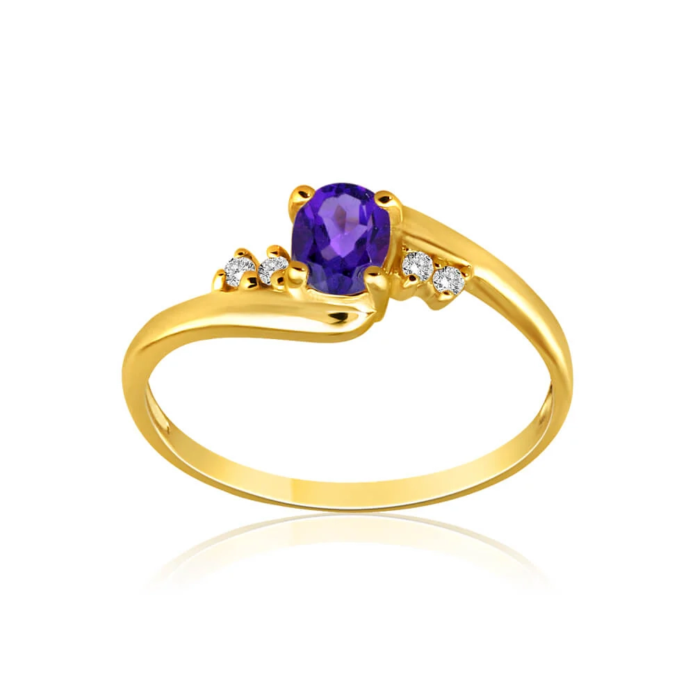 9ct Yellow Gold Amethyst + Cubic Zirconia Swirl Ring – Shiels Jewellers