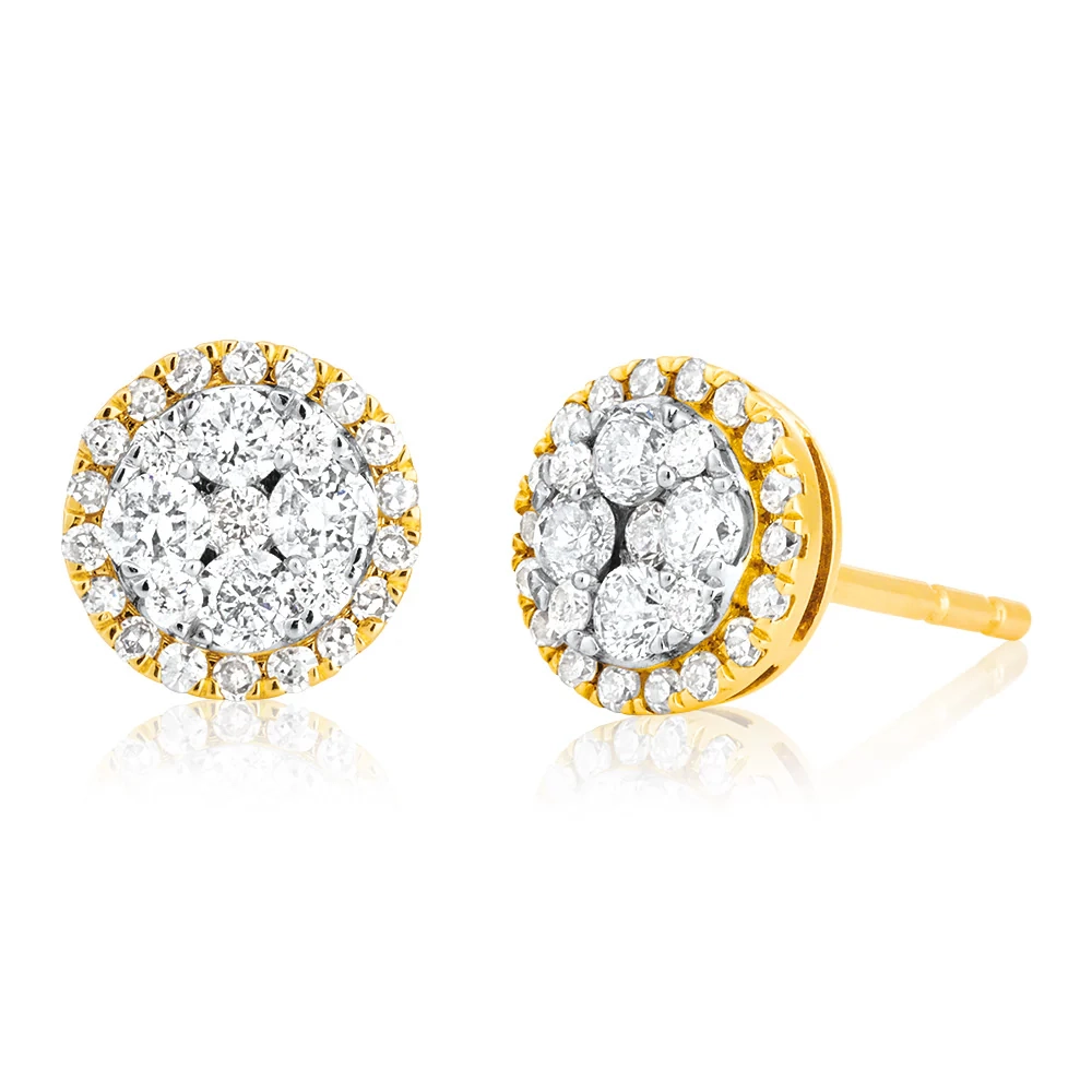 9ct Yellow Gold Cluster 1/2 Carat Diamond Stud Earrings – Shiels Jewellers