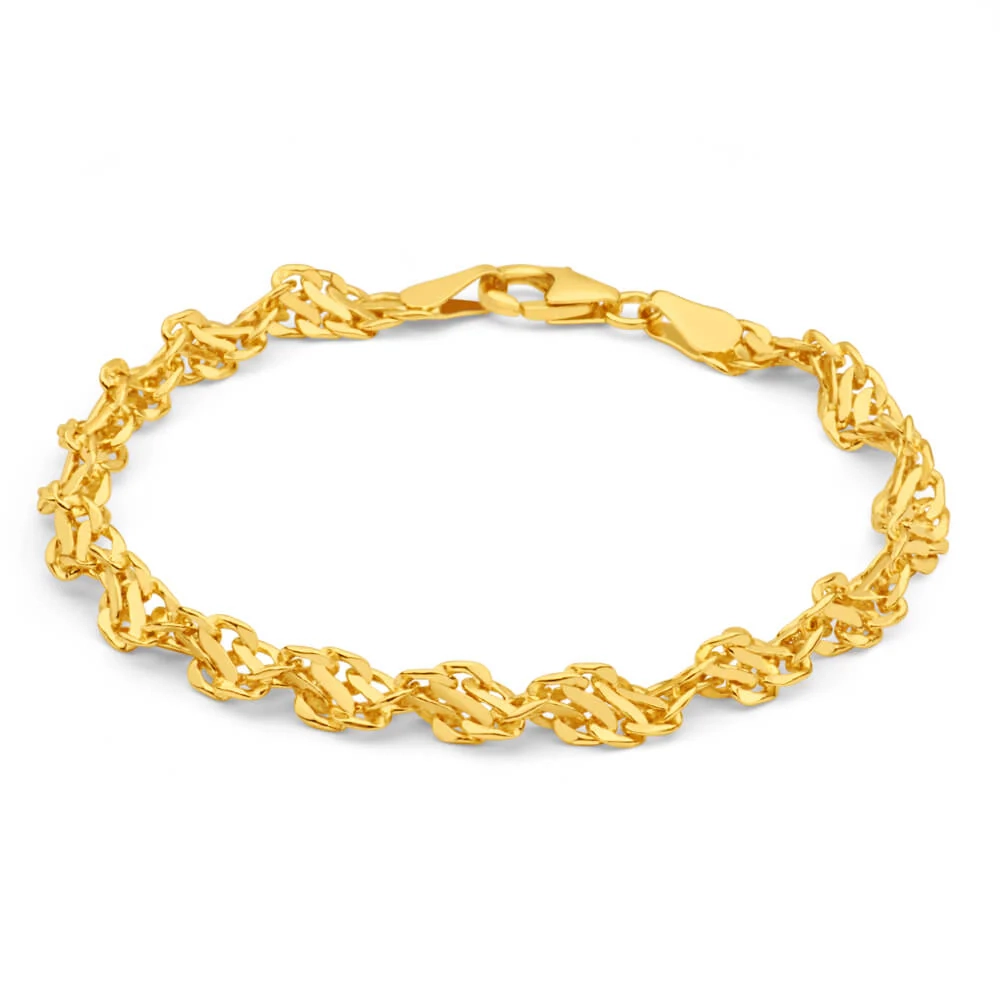 9ct Yellow Gold Copper Filled 19cm Singapore Bracelet 70Gauge – Shiels Jewellers