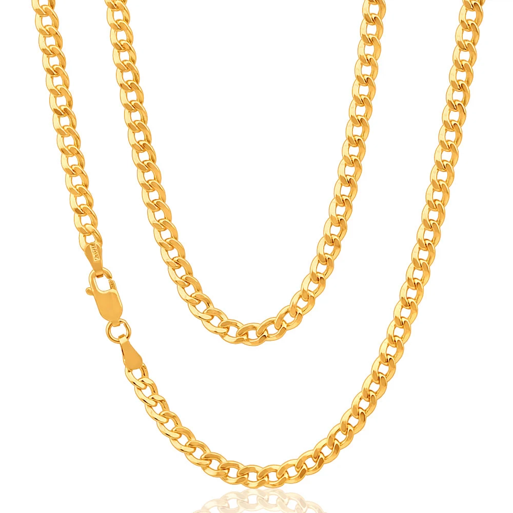 9ct Yellow Gold Copper Filled Curb 100 gauge Chain in 45cm – Shiels Jewellers