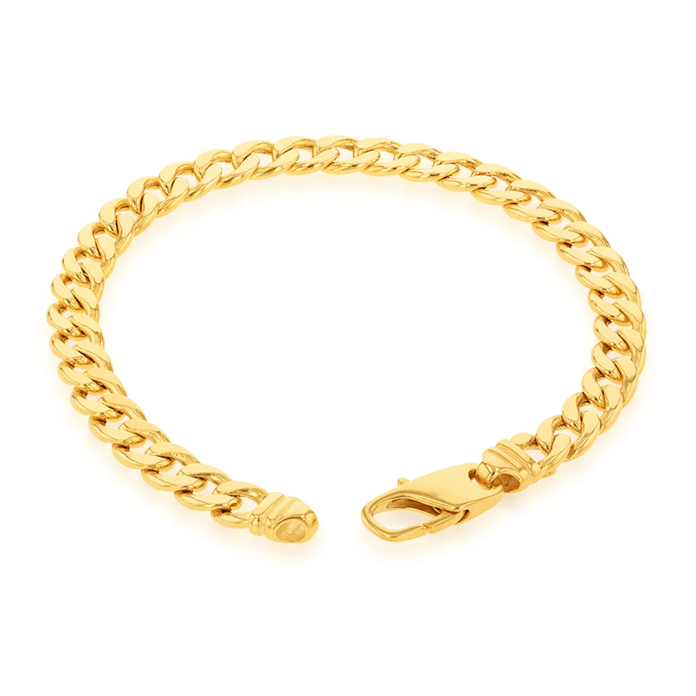 9ct Yellow Gold Copper Filled Curb 22cm Bracelet 190Gauge – Shiels Jewellers