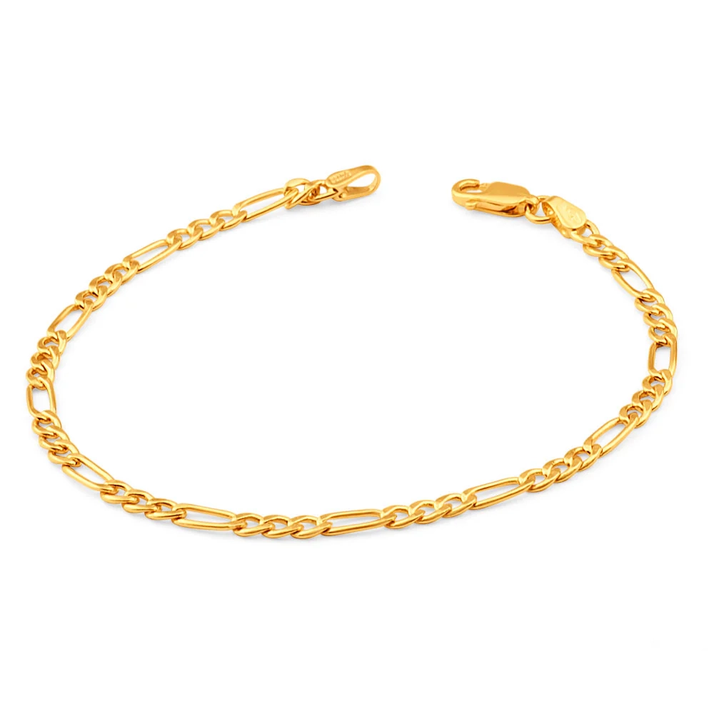 9ct Yellow Gold Copper Filled Figaro Bracelet – Shiels Jewellers