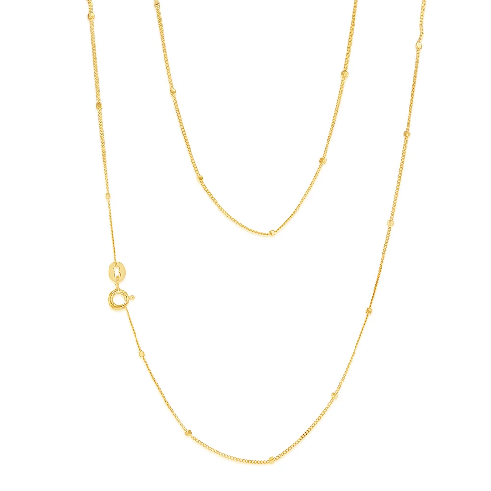 9ct Yellow Gold Curb With Diamond Cut Dices 45cm Chain – Shiels Jewellers