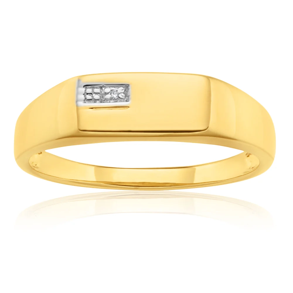 9ct Yellow Gold Diamond Gents Ring – Shiels Jewellers