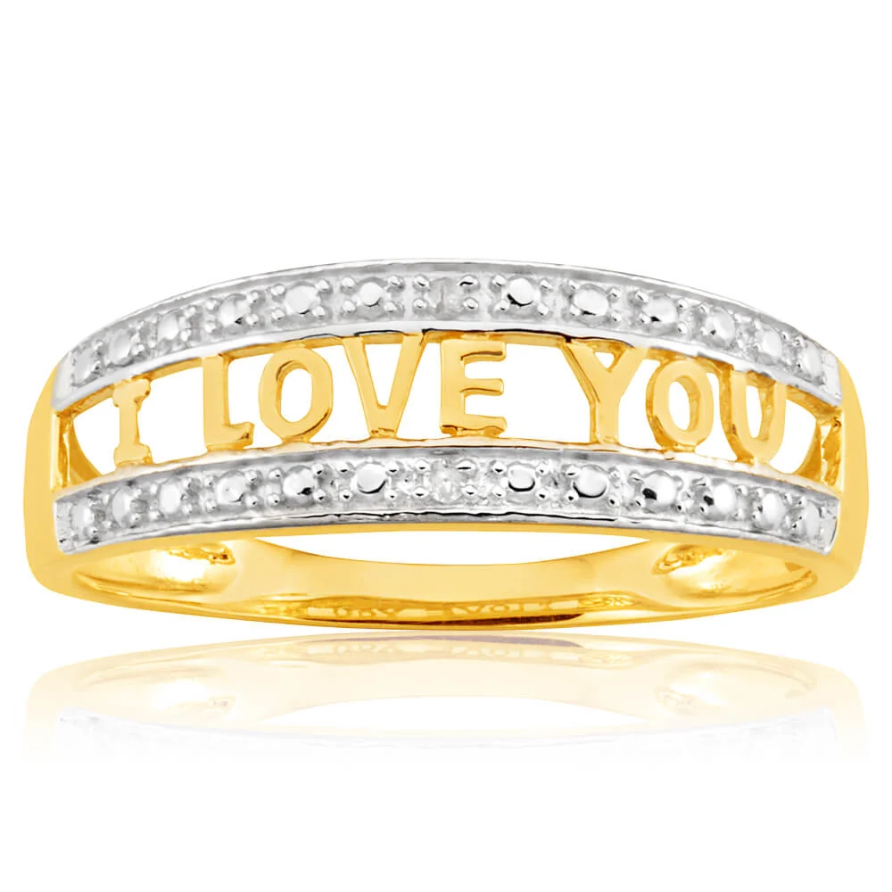 9ct Yellow Gold Diamond "I LOVE YOU" Ring – Shiels Jewellers