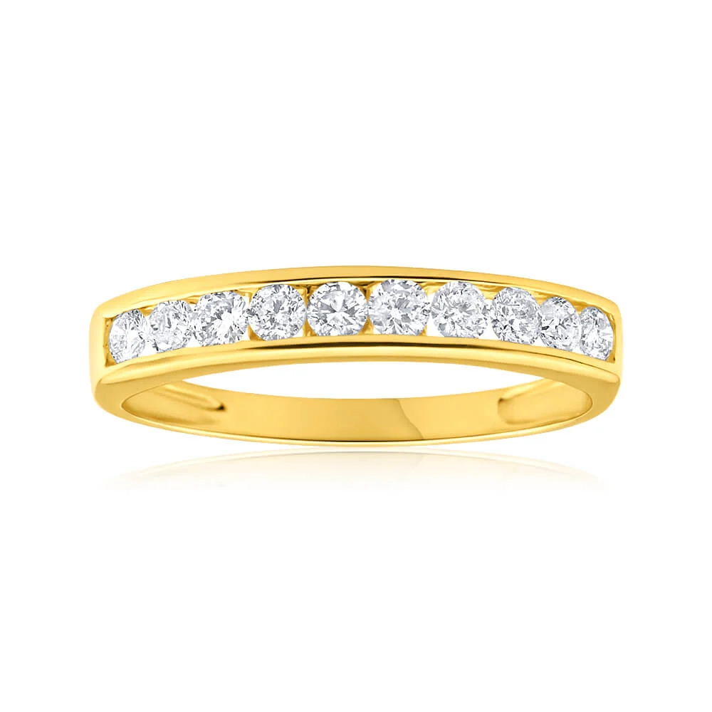 9ct Yellow Gold Diamond Ring Set with 10 Brilliant Cut Diamonds – Shiels Jewellers