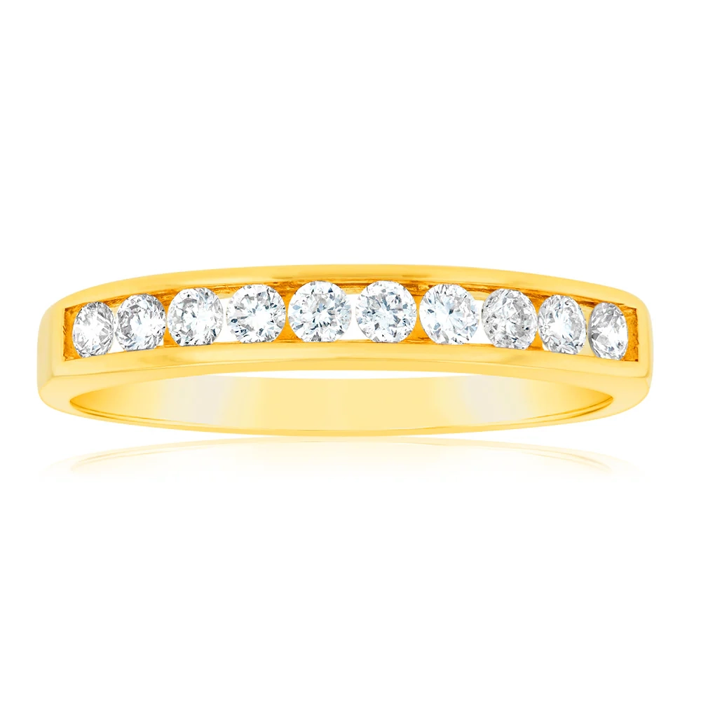 9ct Yellow Gold Diamond Ring Set with 10 Brilliant Diamonds – Shiels Jewellers