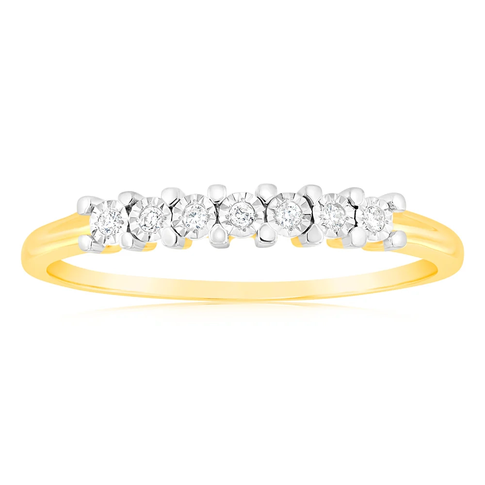 9ct Yellow Gold Diamond Ring Set With 7 Stunning Diamonds – Shiels Jewellers