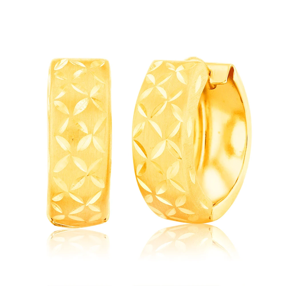 9ct Yellow Gold Dicut Huggie Hoop Earrings – Shiels Jewellers