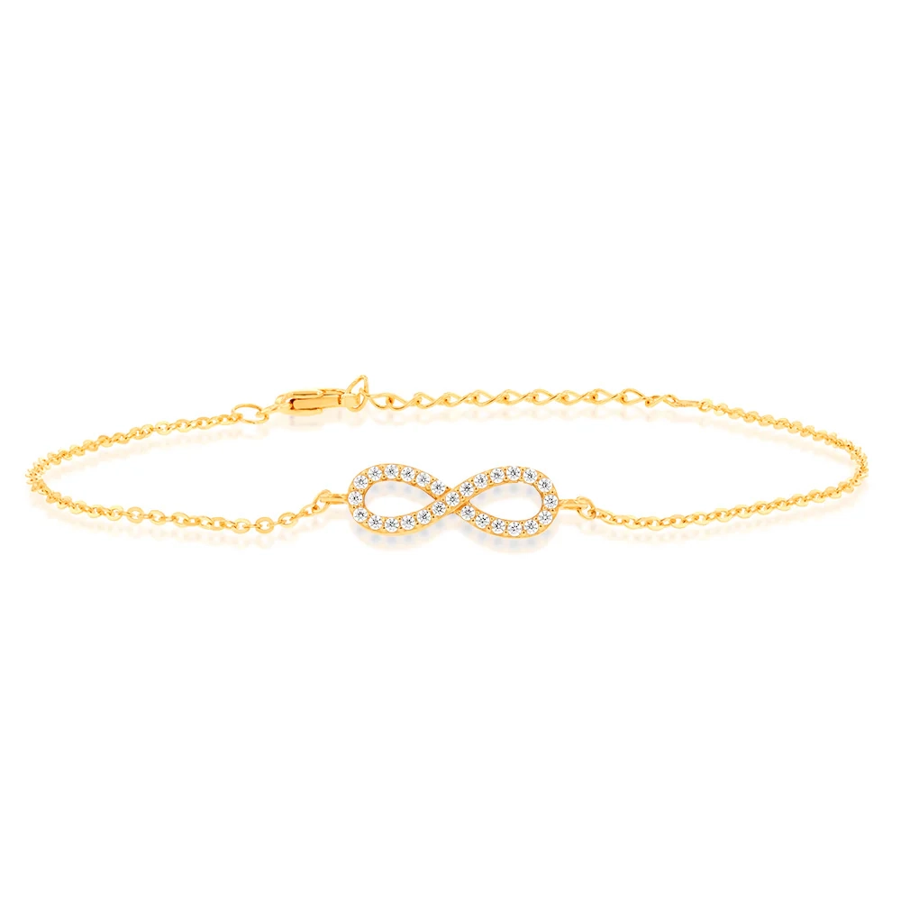 9ct Yellow Gold "Everlasting Love" 19cm Zirconia Infinity Bracelet – Shiels Jewellers