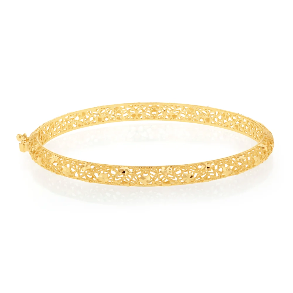 9ct Yellow Gold Fancy Mesh 65mm Bangle – Shiels Jewellers