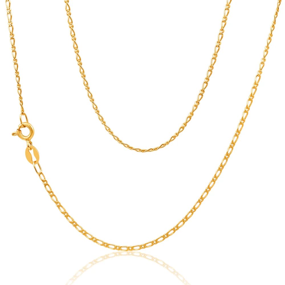 9ct Yellow Gold Figaro 1:1 Chain 45cm in 40Gauge – Shiels Jewellers