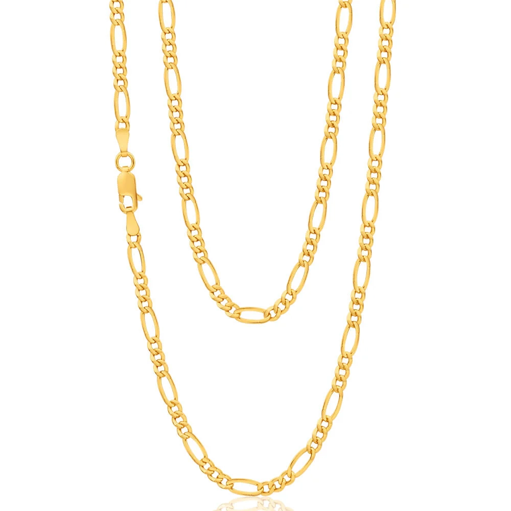 9ct Yellow Gold Figaro 1:3 80 Gauge 55cm Chain – Shiels Jewellers