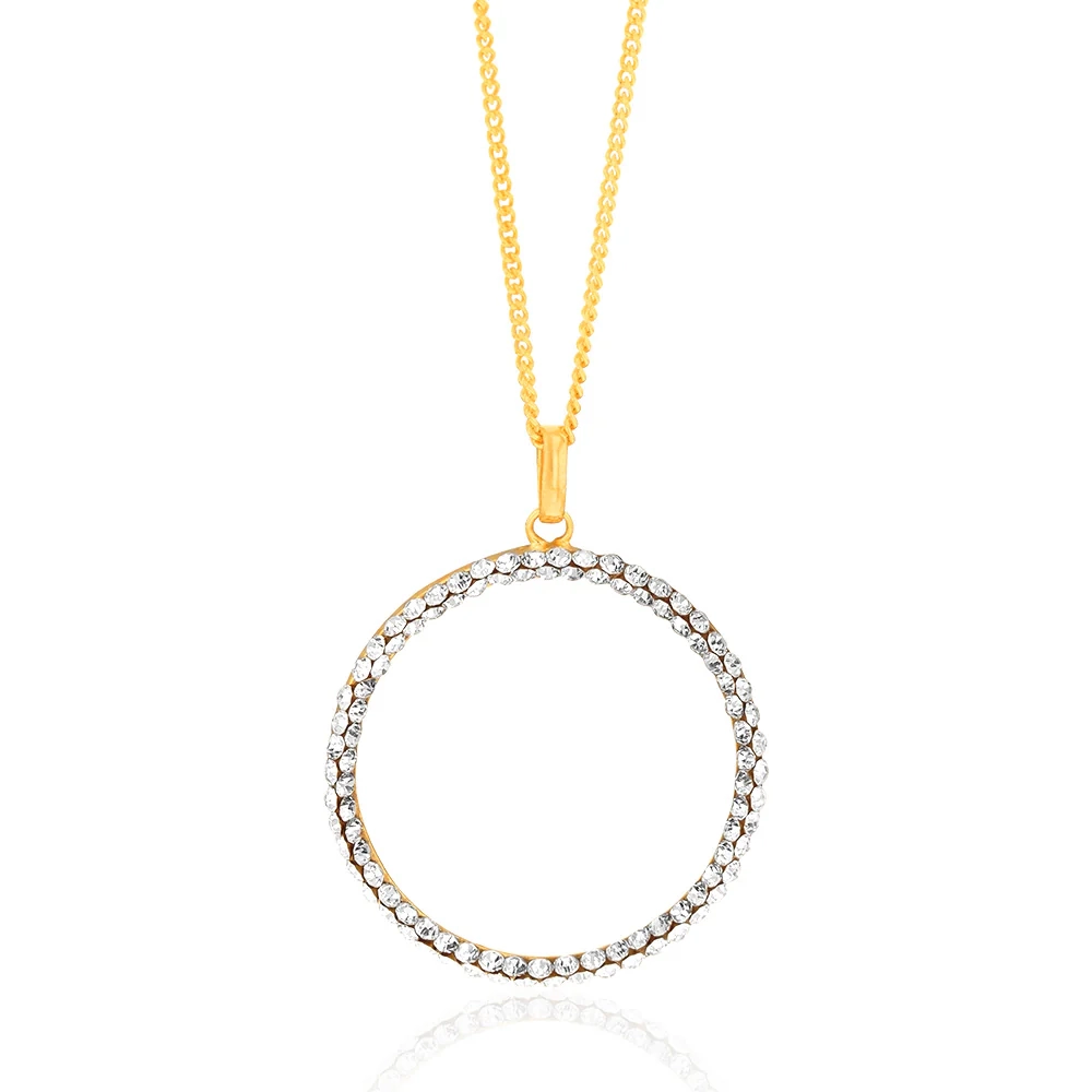 9ct Yellow Gold Filled 20mm Round Crystal Pendant – Shiels Jewellers