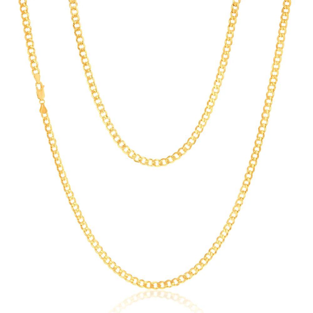 9ct Yellow Gold Filled Bevelled Curb 120 Gauge 70cm Chain – Shiels Jewellers