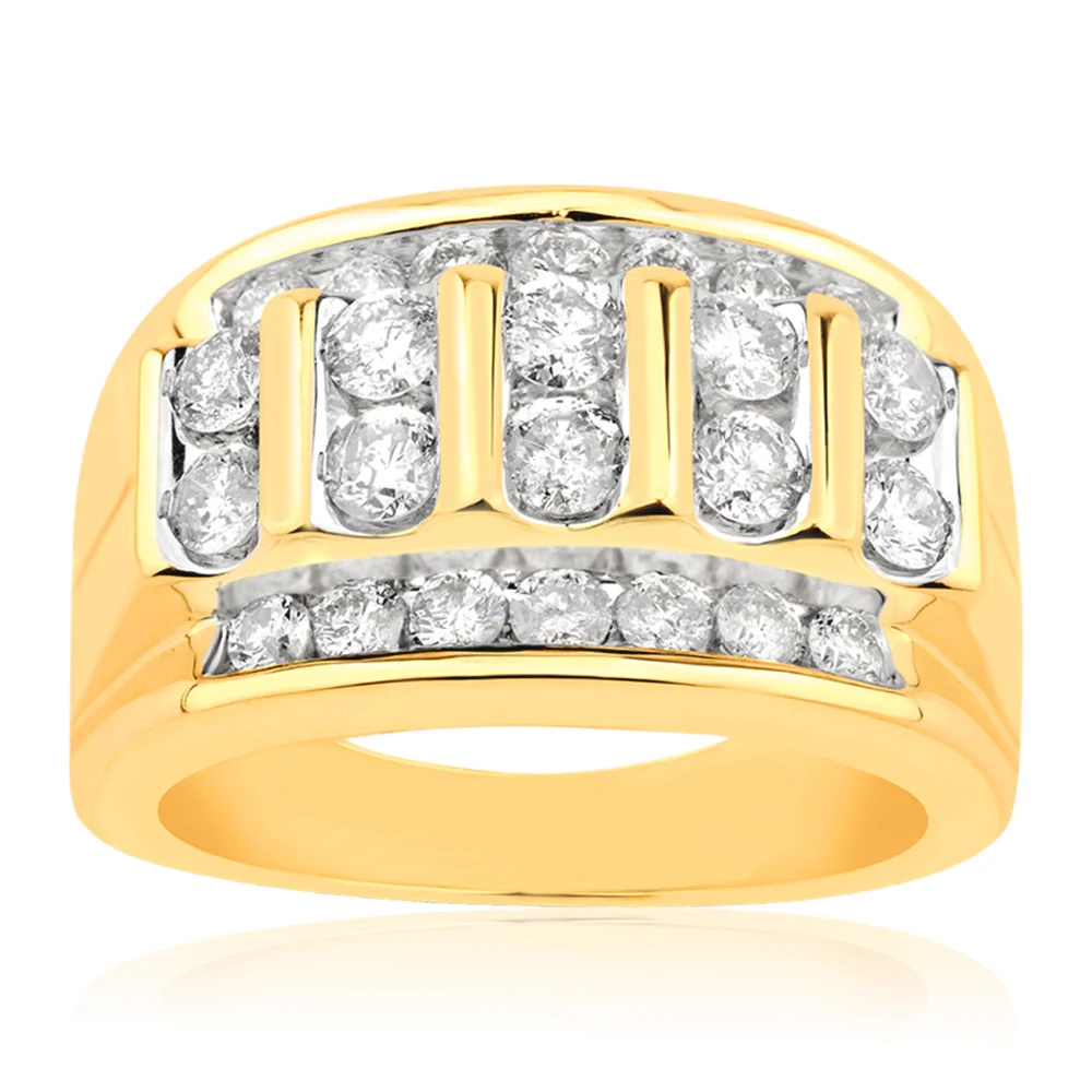 9ct Yellow Gold Gents Ring with 2.00 Carat of Diamonds – Shiels Jewellers