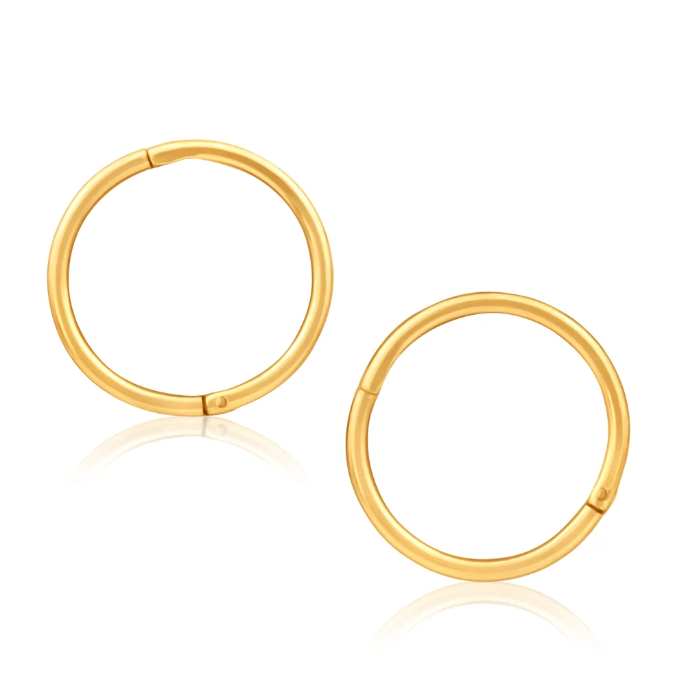 9ct Yellow Gold Hoop 10mm Sleeper Earrings – Shiels Jewellers